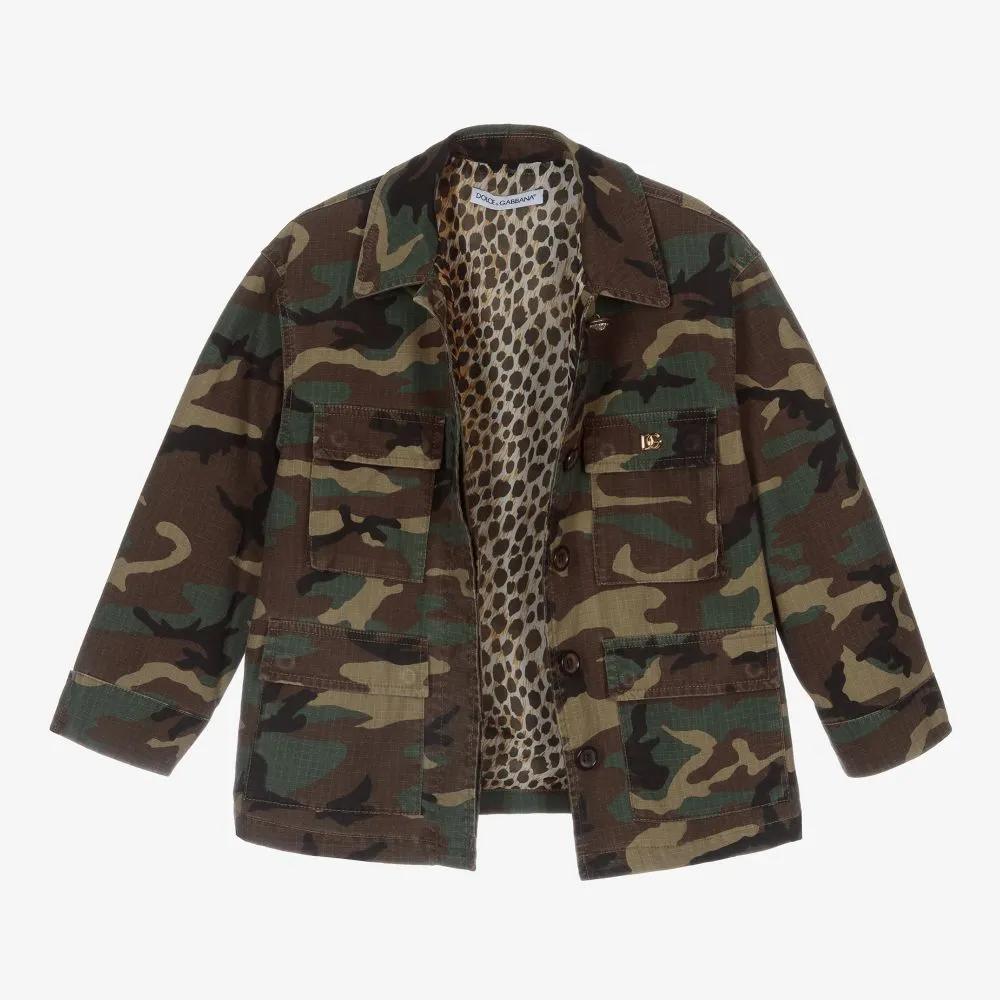 Girls Khaki Camouflage Coat