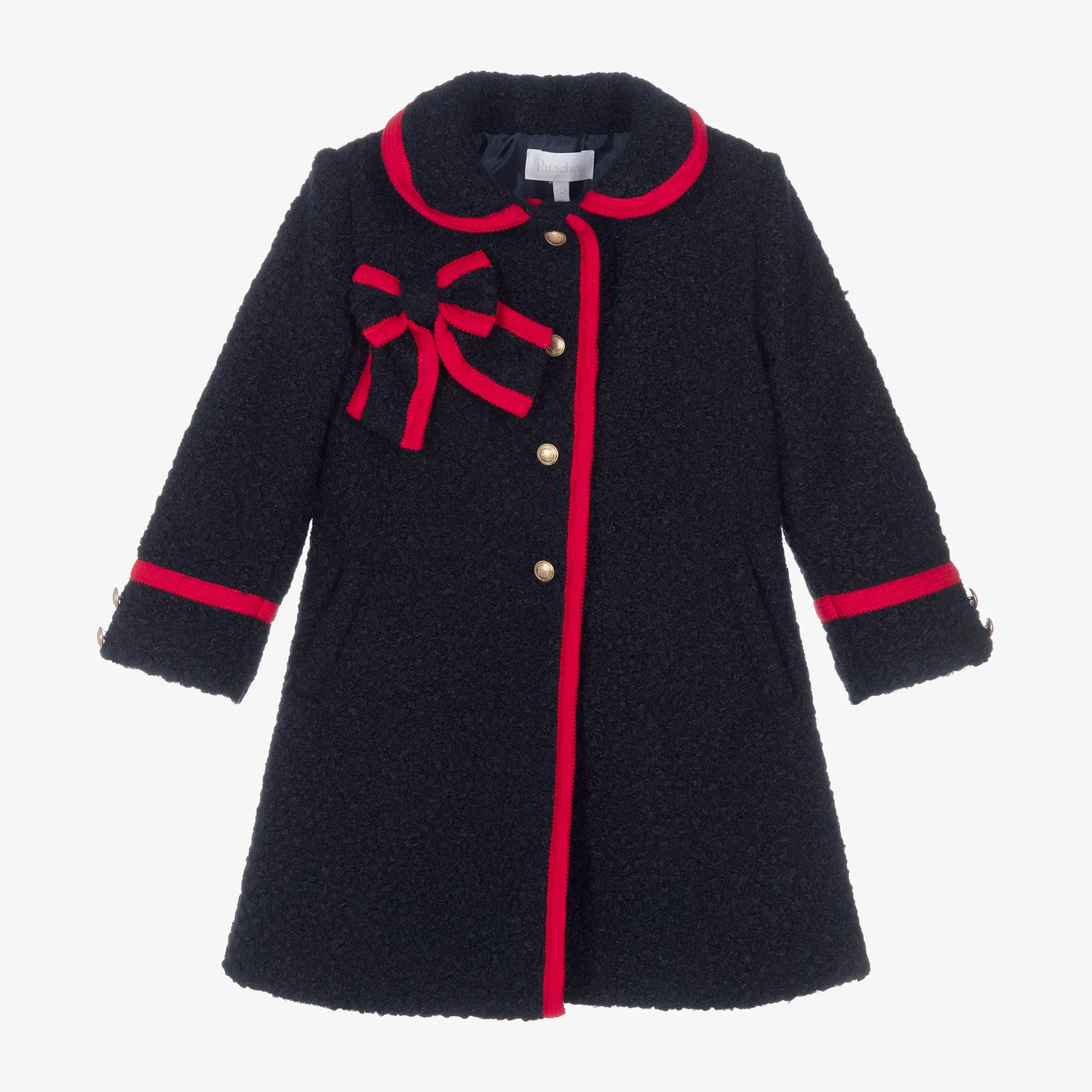 Girls Navy Blue Bouclé Coat