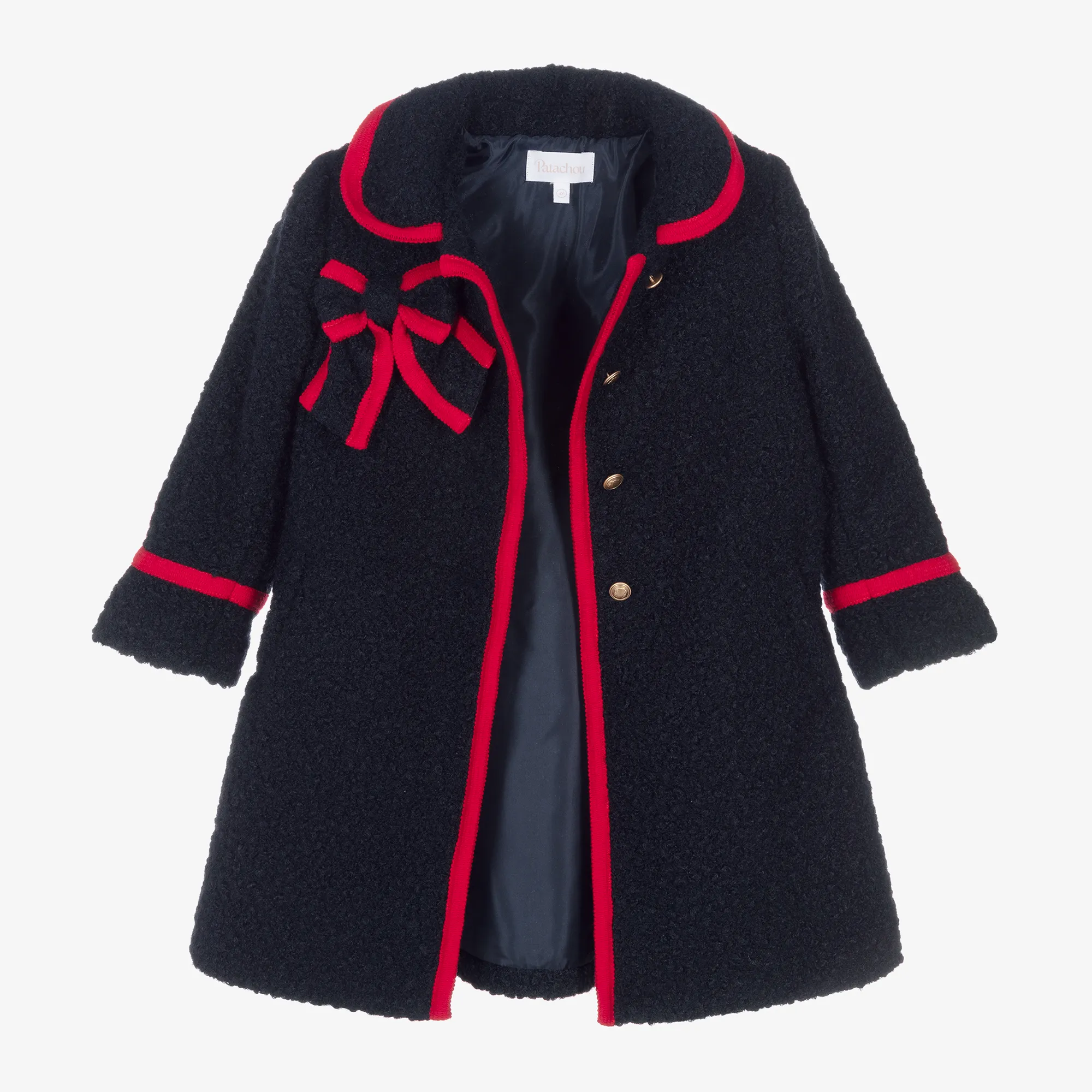 Girls Navy Blue Bouclé Coat