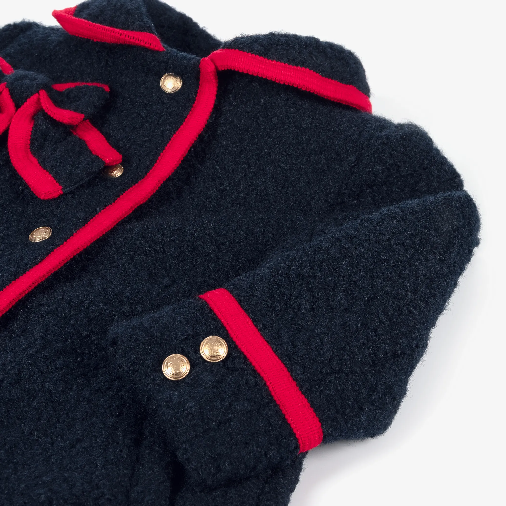 Girls Navy Blue Bouclé Coat