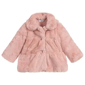 Girls Pink Faux Fur Coat