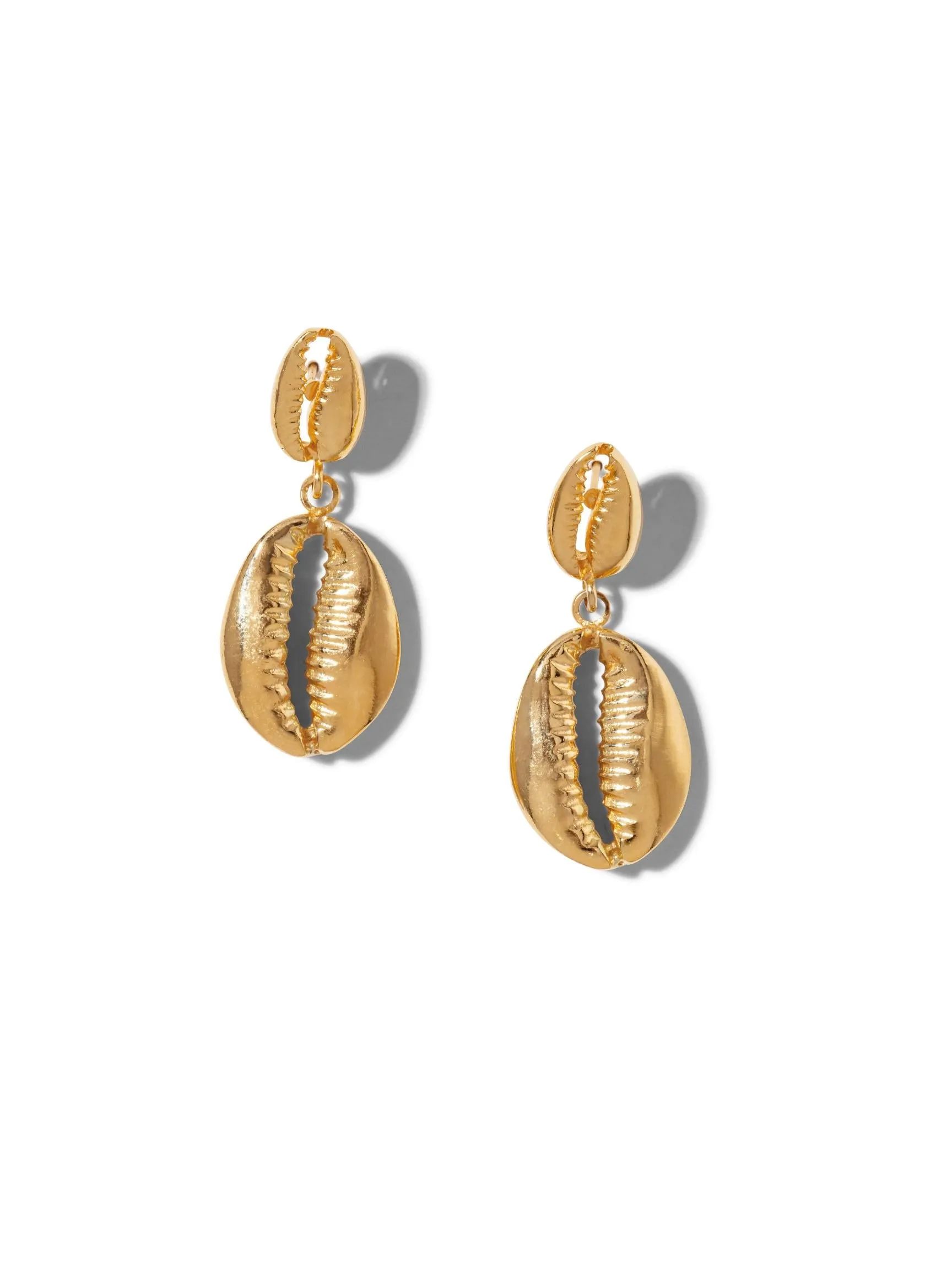 Gold Cowrie Drop Earrings