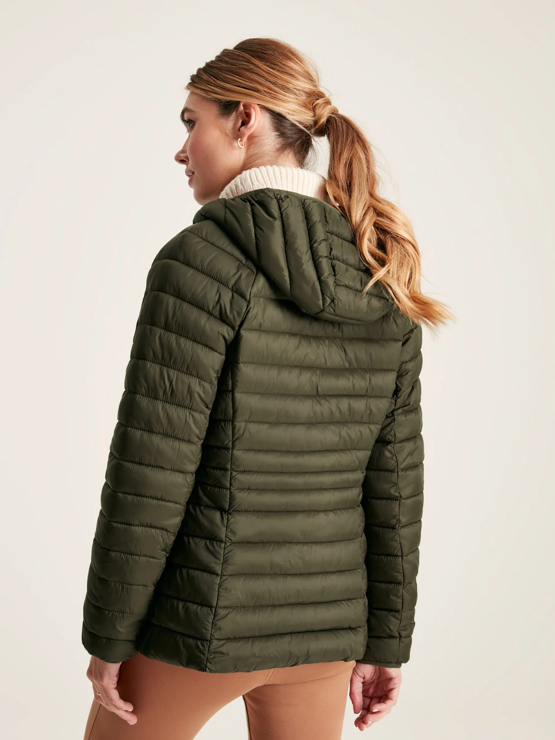 Green Showerproof Packable Padded Coat