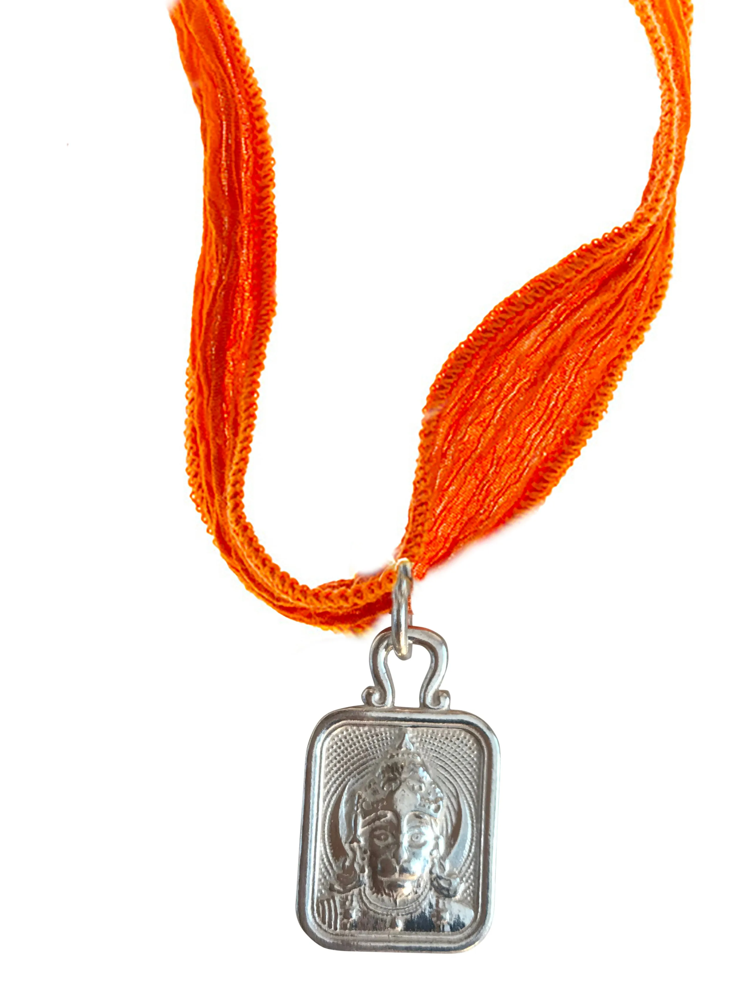 Hanuman Chi Pendant on a Silk Wrap Ribbon