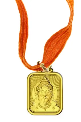 Hanuman Chi Pendant on a Silk Wrap Ribbon