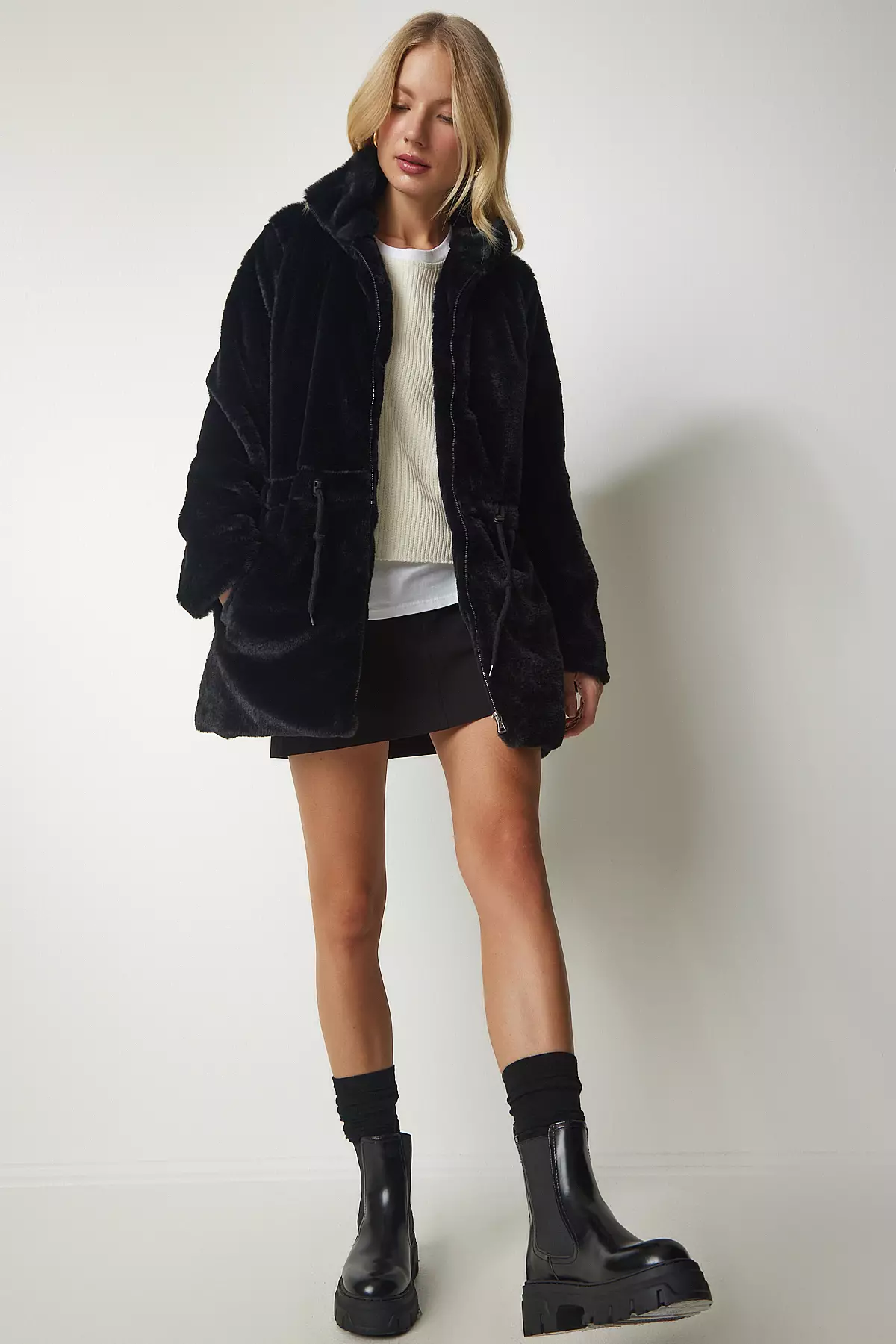 Happiness Istanbul Shearling Plush Coat