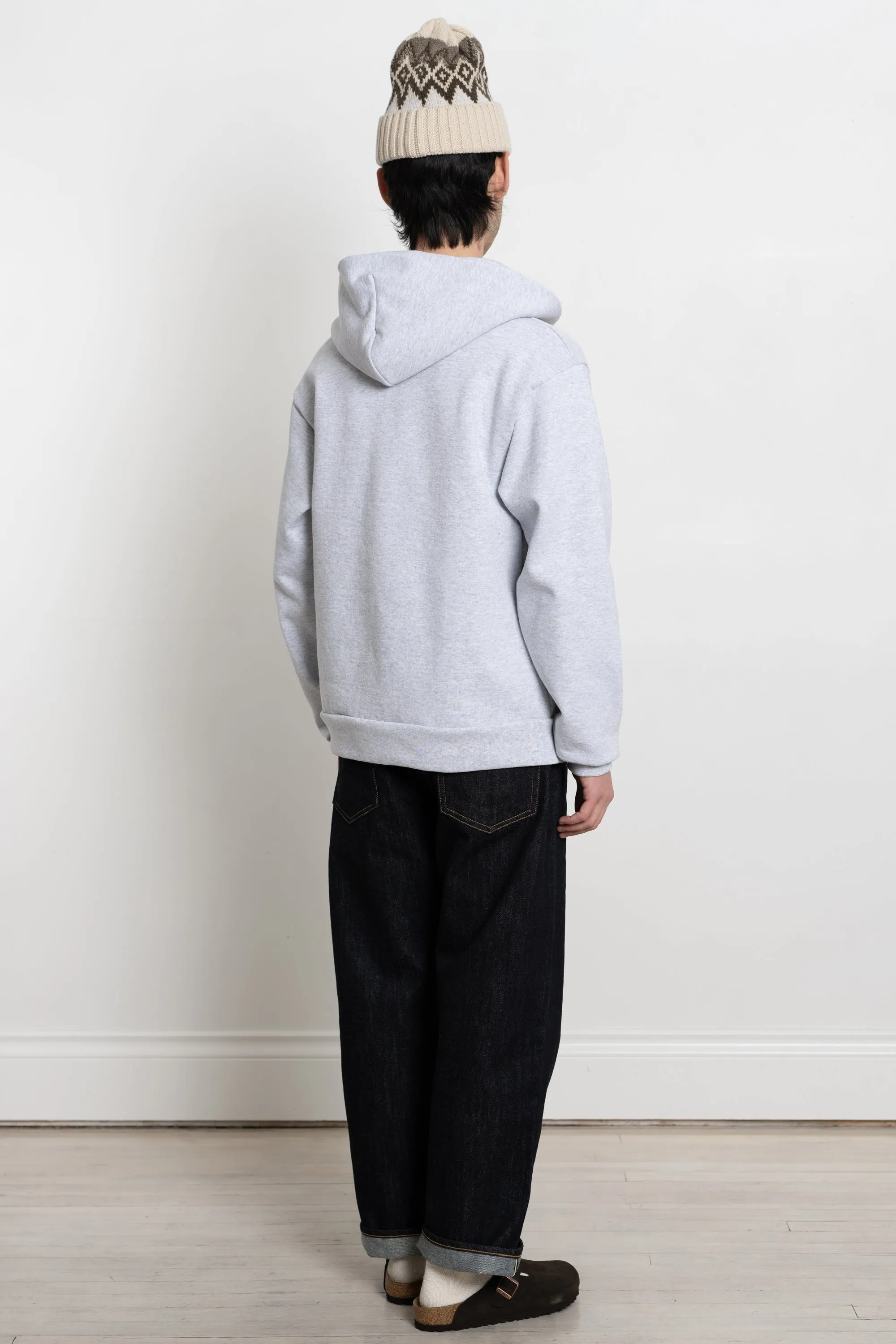 Heavy Fleece Hooded Zip Sweatshirt Ash Grey