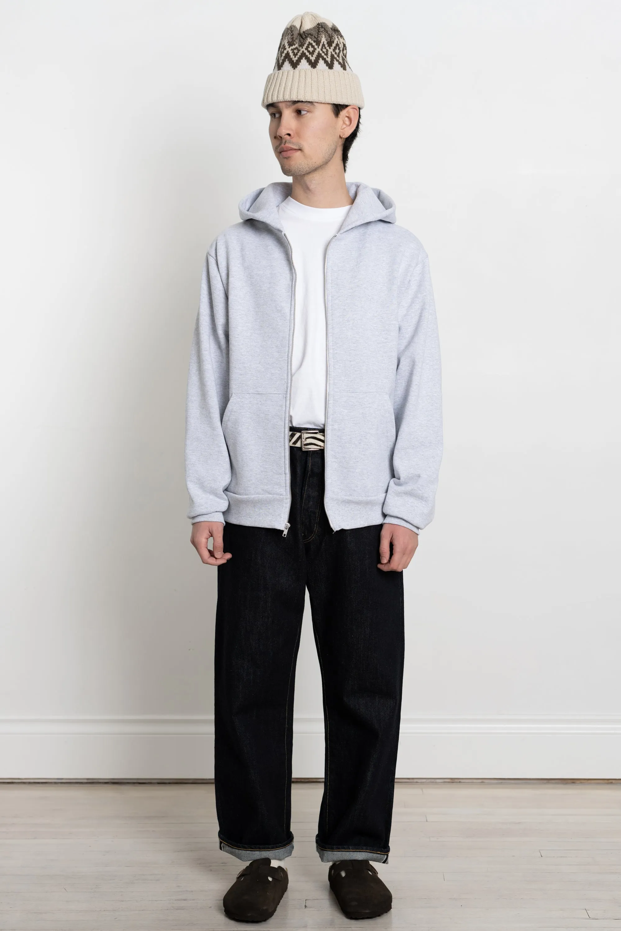 Heavy Fleece Hooded Zip Sweatshirt Ash Grey