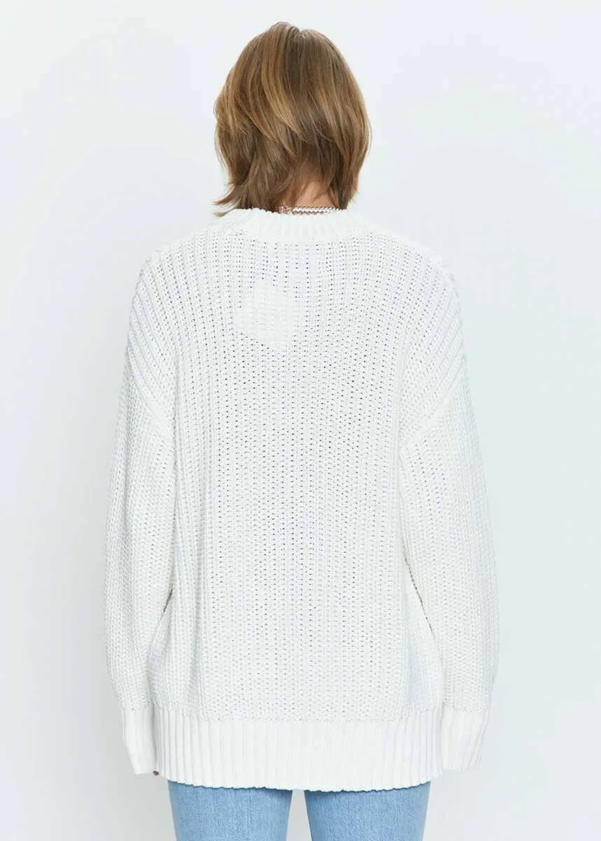 Helene Split Hem Sweater - Ecru