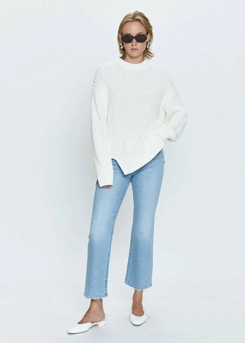 Helene Split Hem Sweater - Ecru