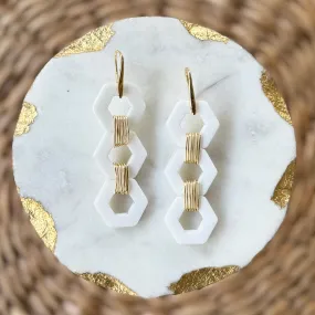 Hex Stacks - White - Acrylic Earrings