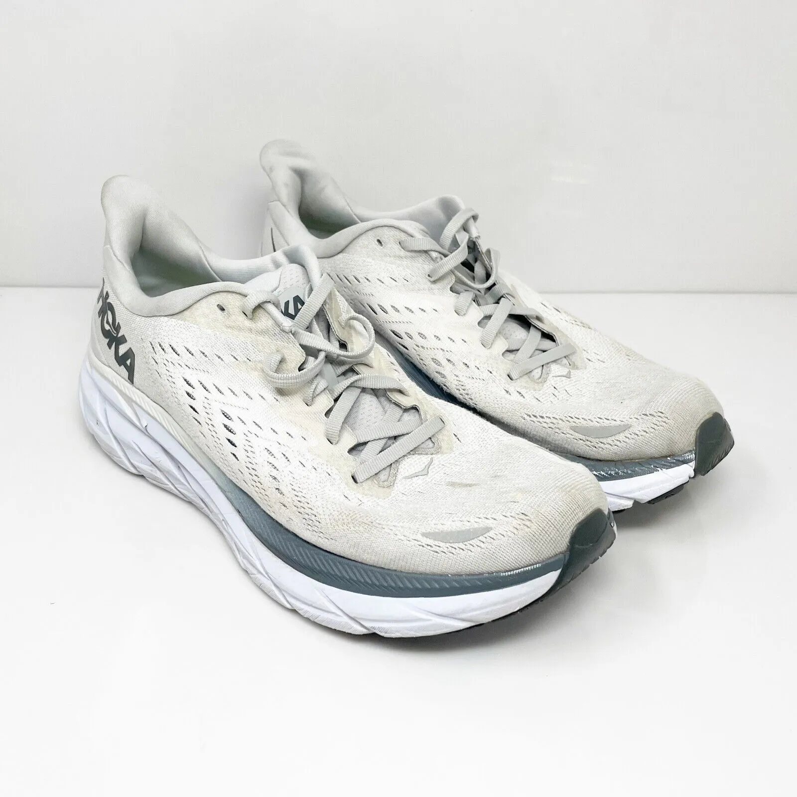Hoka One One Mens Clifton 8 1119393 LRNC Gray Running Shoes Sneakers Size 9.5 D