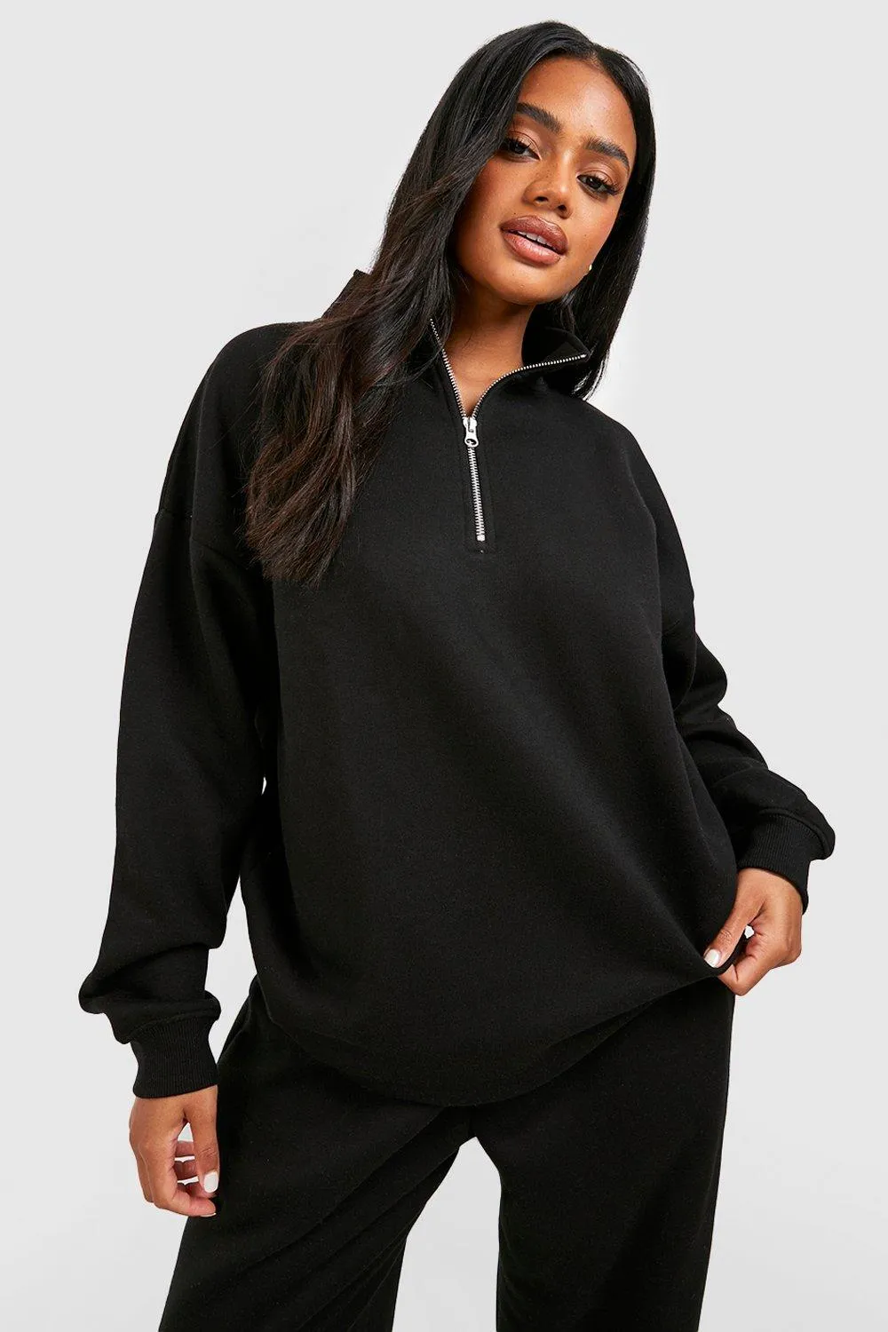 Hoodies & Sweatshirts | Basic Oversized Half Zip Sweatshirt | boohoo