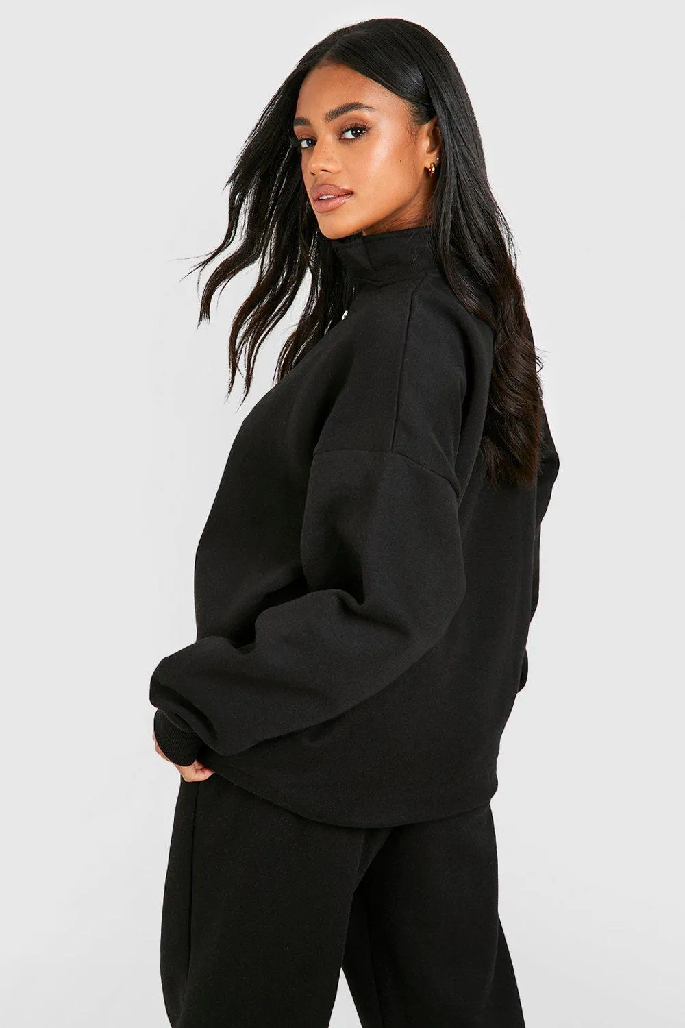 Hoodies & Sweatshirts | Basic Oversized Half Zip Sweatshirt | boohoo