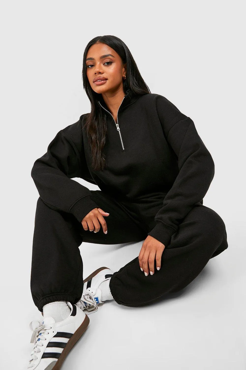 Hoodies & Sweatshirts | Basic Oversized Half Zip Sweatshirt | boohoo