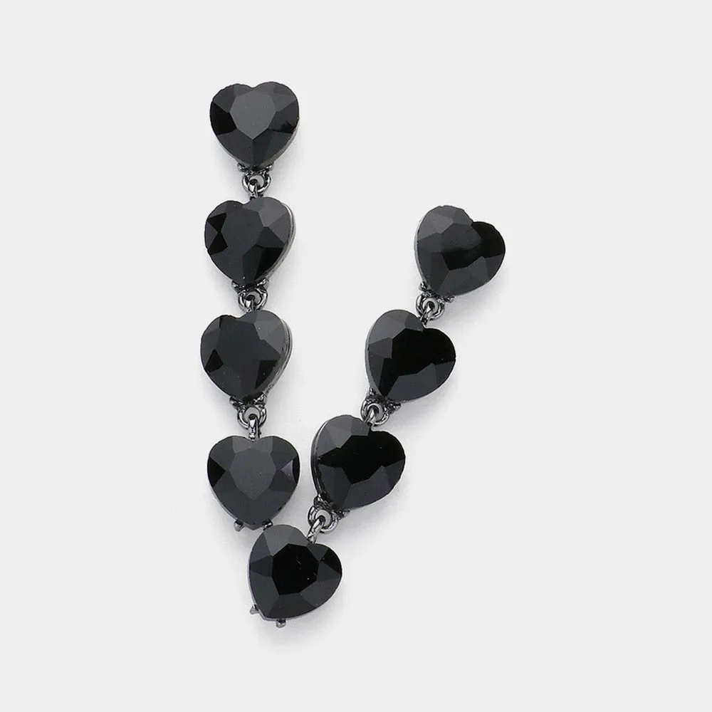 iLLASPARKZ Heart Stone Cluster Link Dropdown Evening Earrings