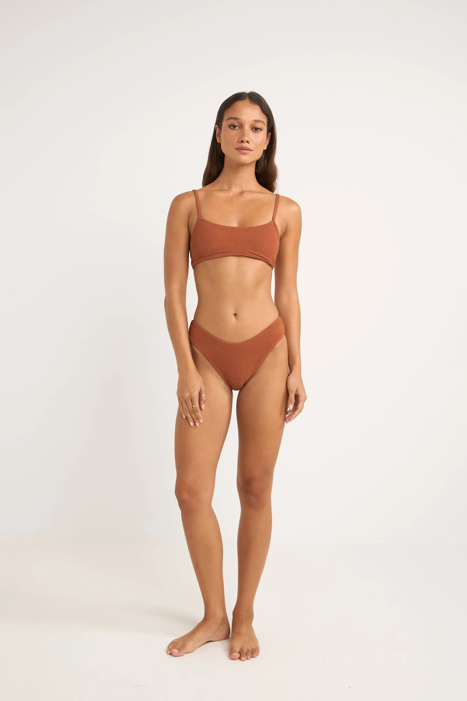 Isla Rib Crop Top Caramel