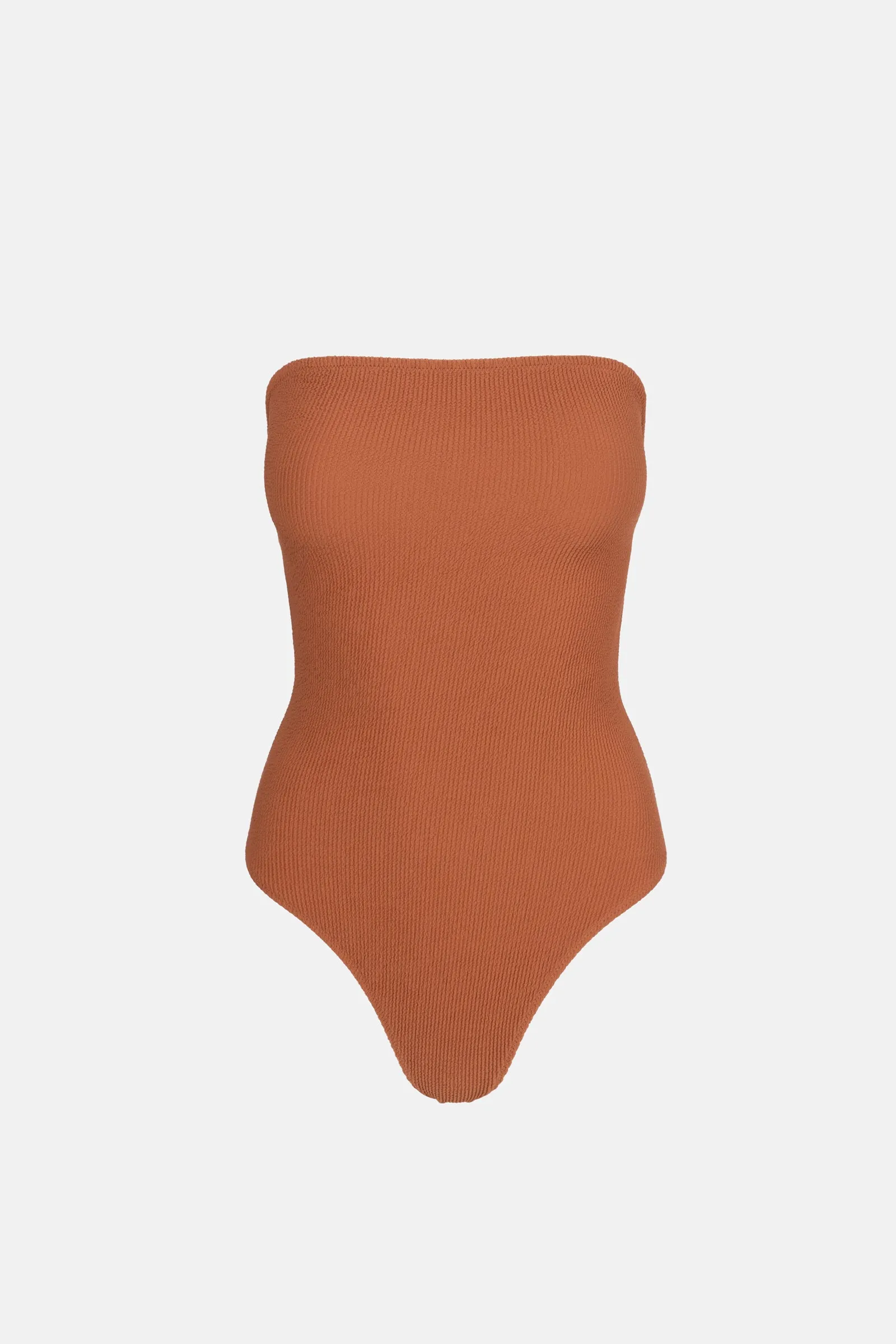 Isla Rib Strapless One Piece Caramel