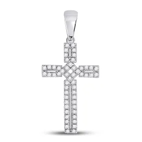 Keene Jewelers 10kt White Gold Womens Round Diamond Roman Cross Pendant 1/3 Cttw