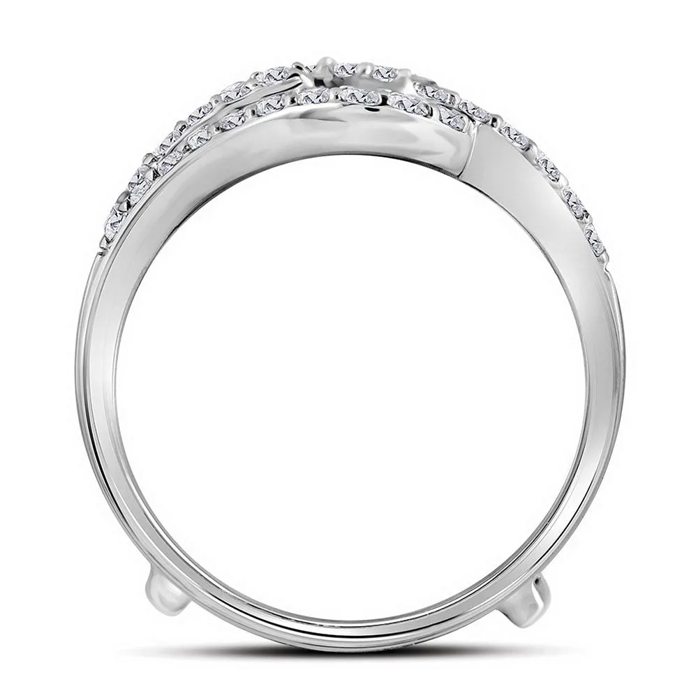 Keene Jewelers 14kt White Gold Womens Round Diamond Wedding Wrap Ring Guard Enhancer 3/4 Cttw