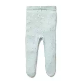 Knitted Legging With Feet, Mint Fleck