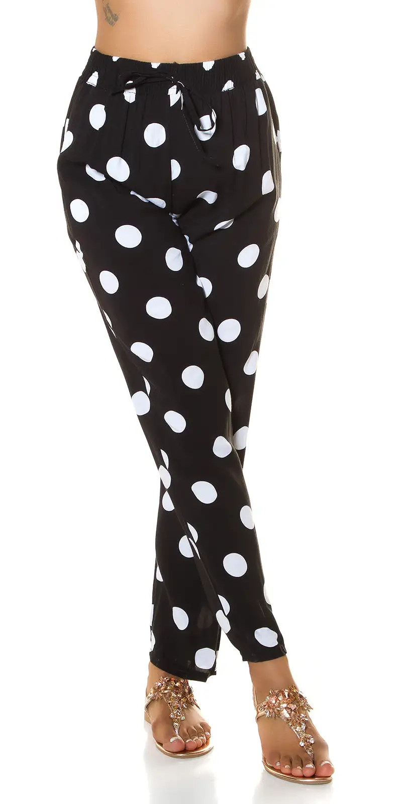 Koucla Trendy High Waist Pants With Dots