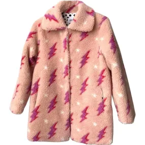 Lola + The Boys Lighting Flash Teddy Coat, Pink