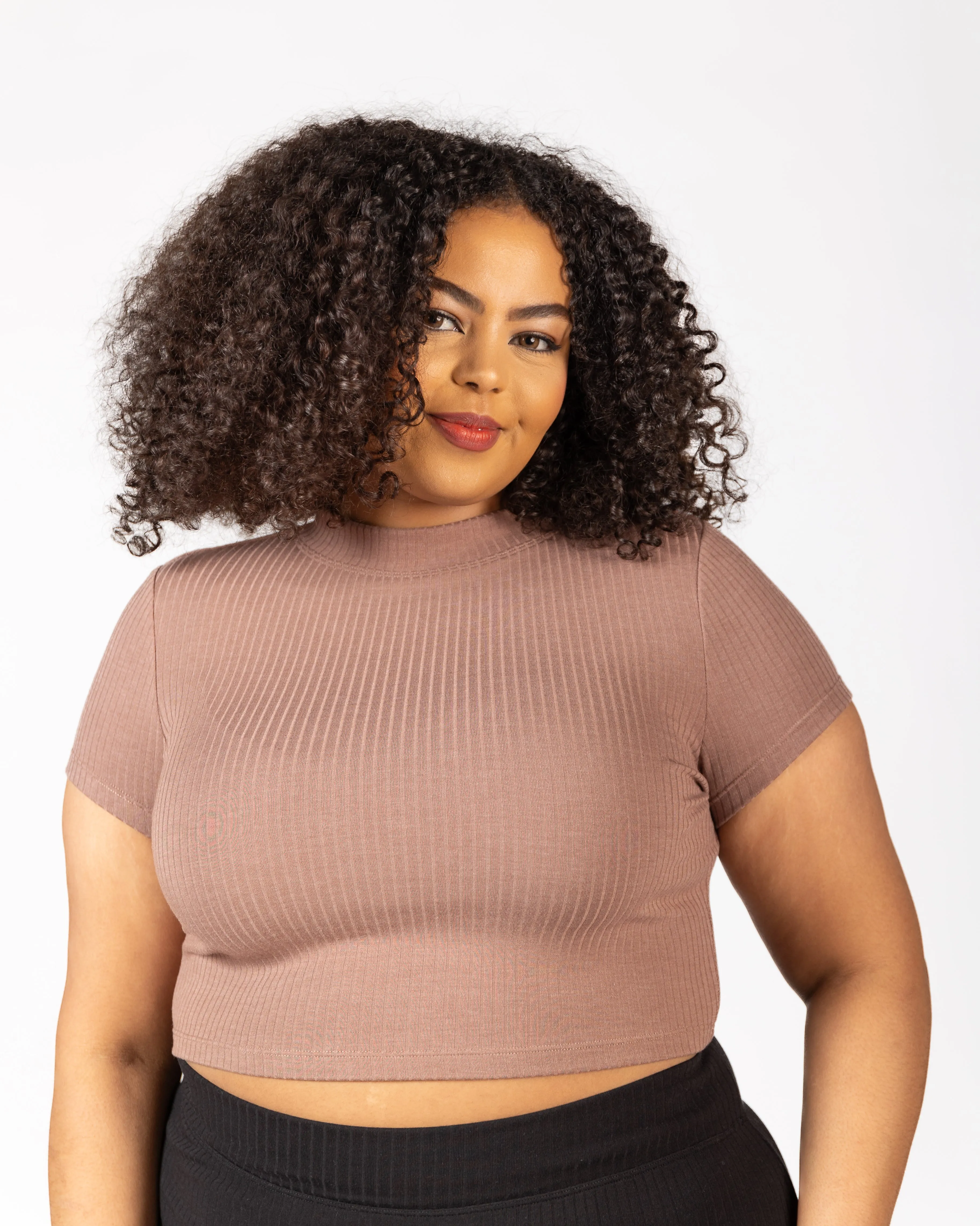 Luxe Rib Mockneck Crop