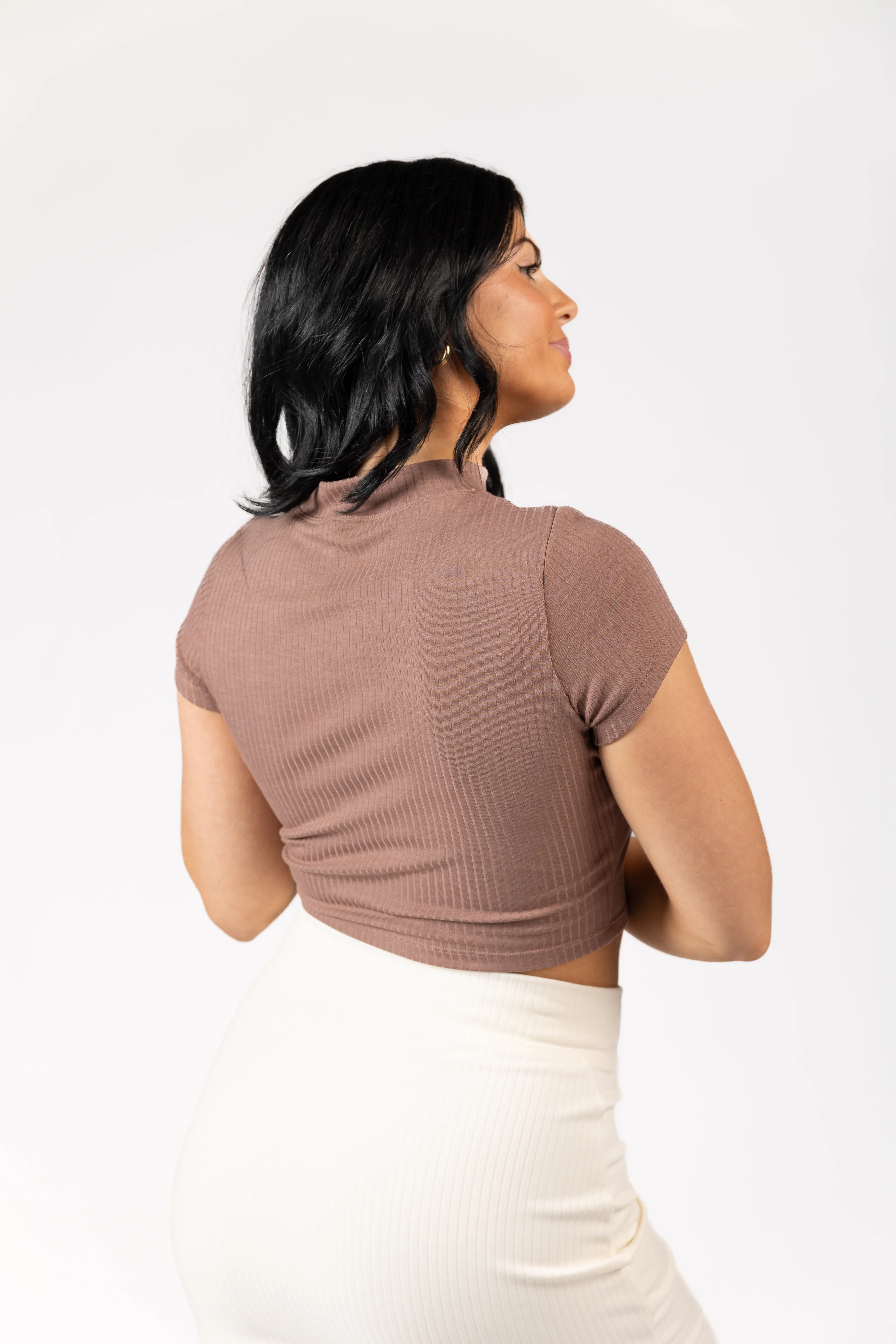 Luxe Rib Mockneck Crop