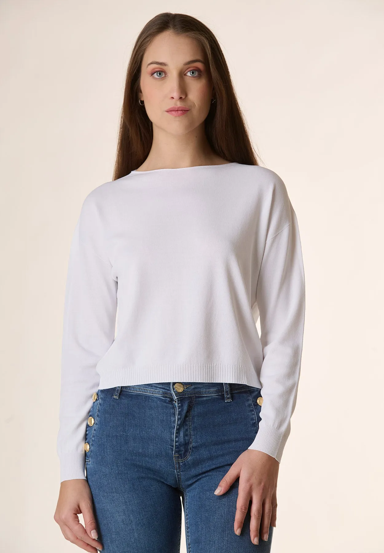 Maglia bianca girocollo cropped