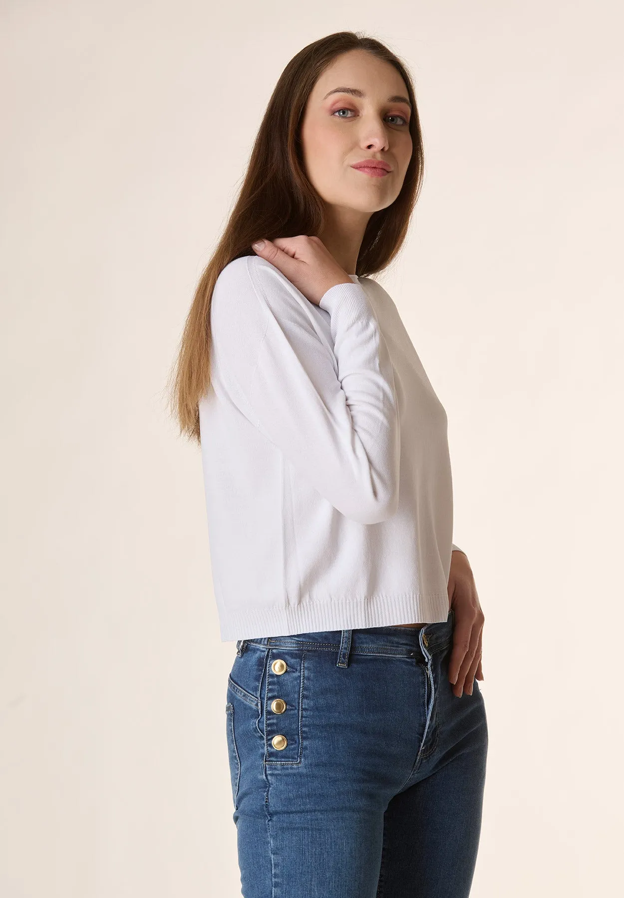 Maglia bianca girocollo cropped