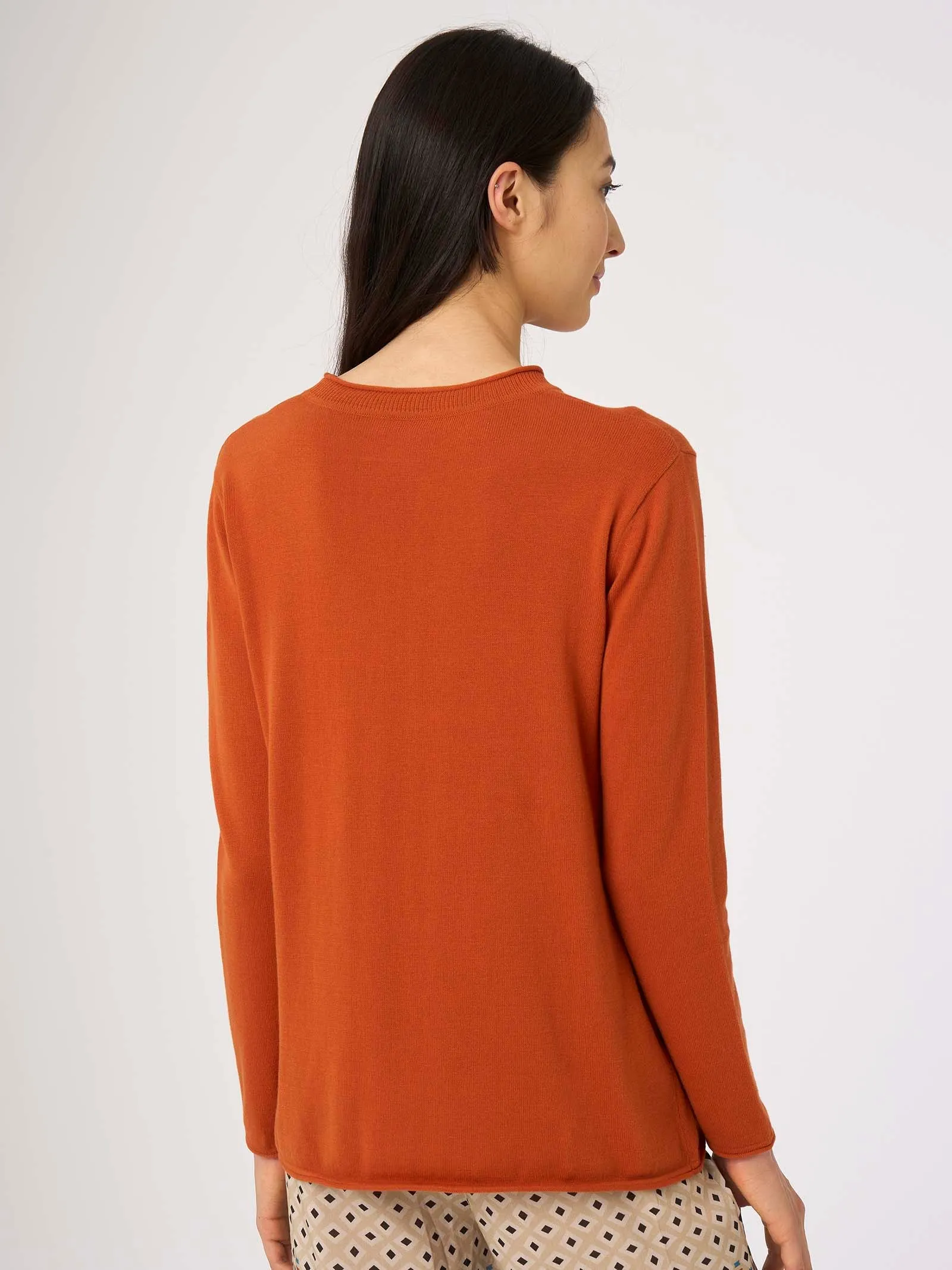 Maglia girocollo in Pure Cotton - Baked Clay