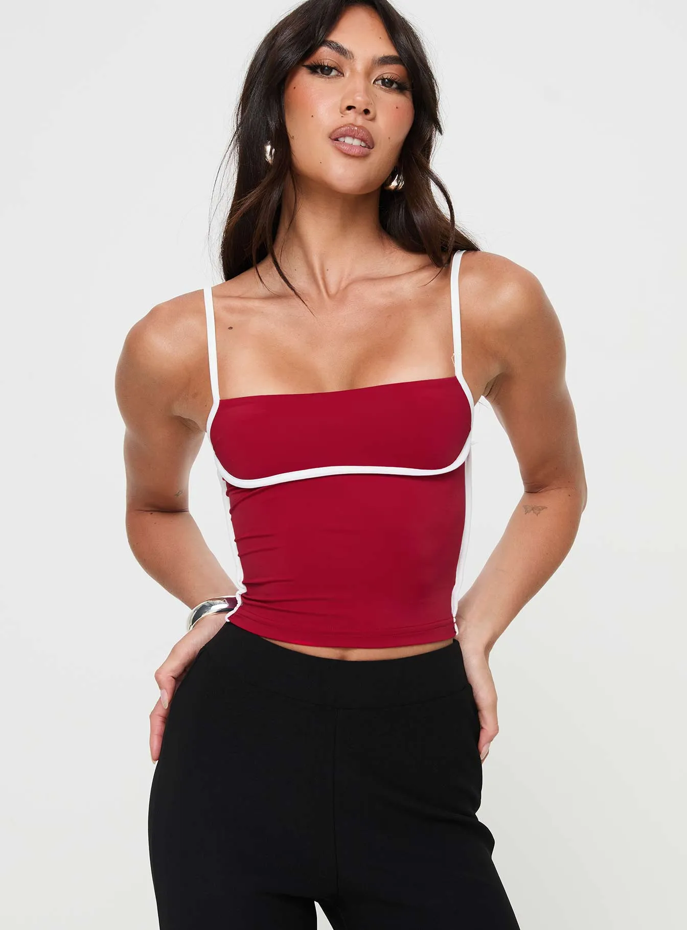 Maidenwell Contrast Top Red