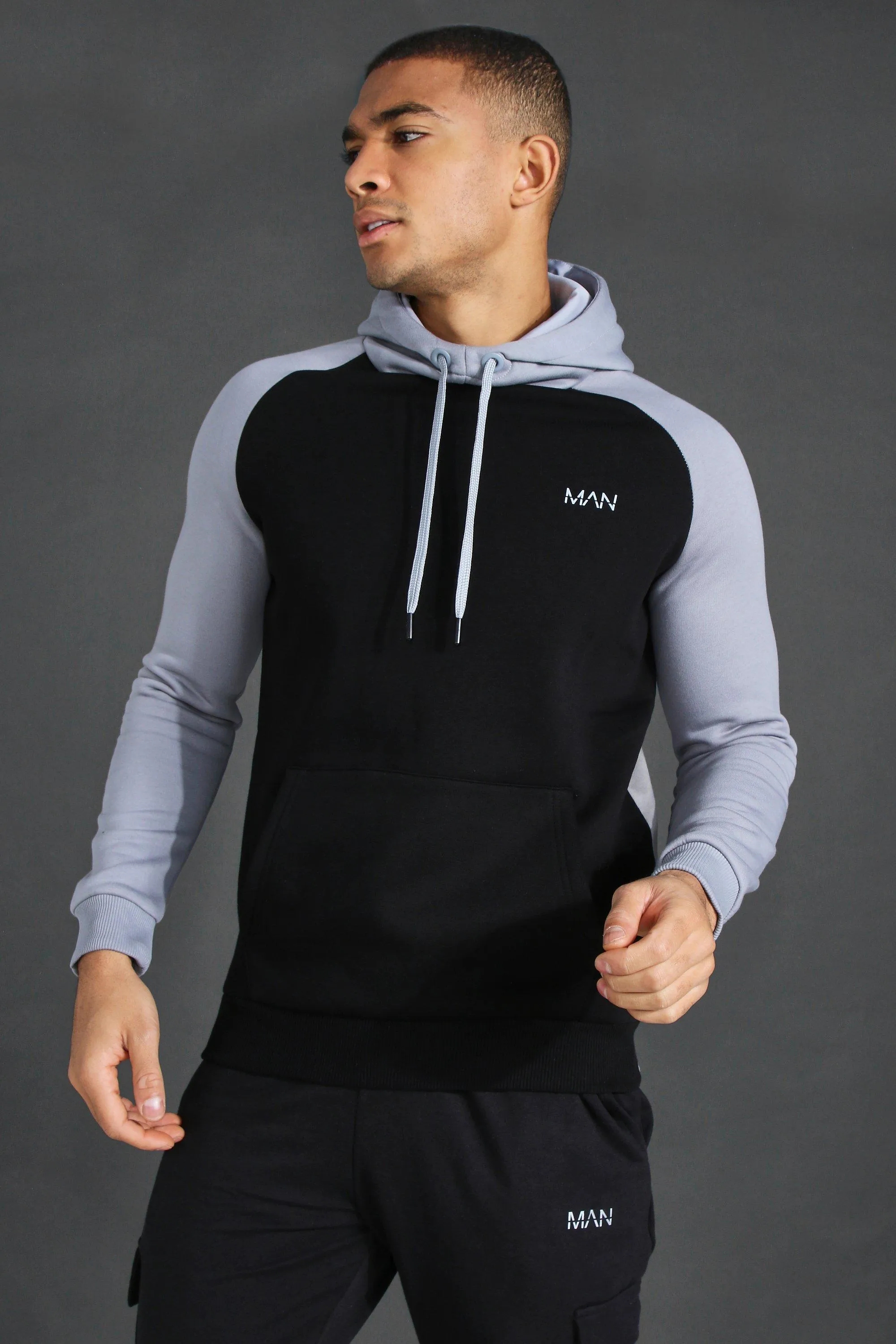 Man Active Raglan Colour Block Hoodie | boohooMAN UK
