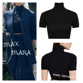 MaxMara  |Plain Cotton Elegant Style V-neck & Crew neck