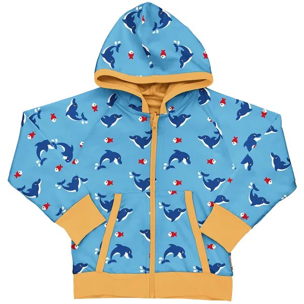 Maxomorra Dolphin Organic Cotton Reversible Zip Hoodie