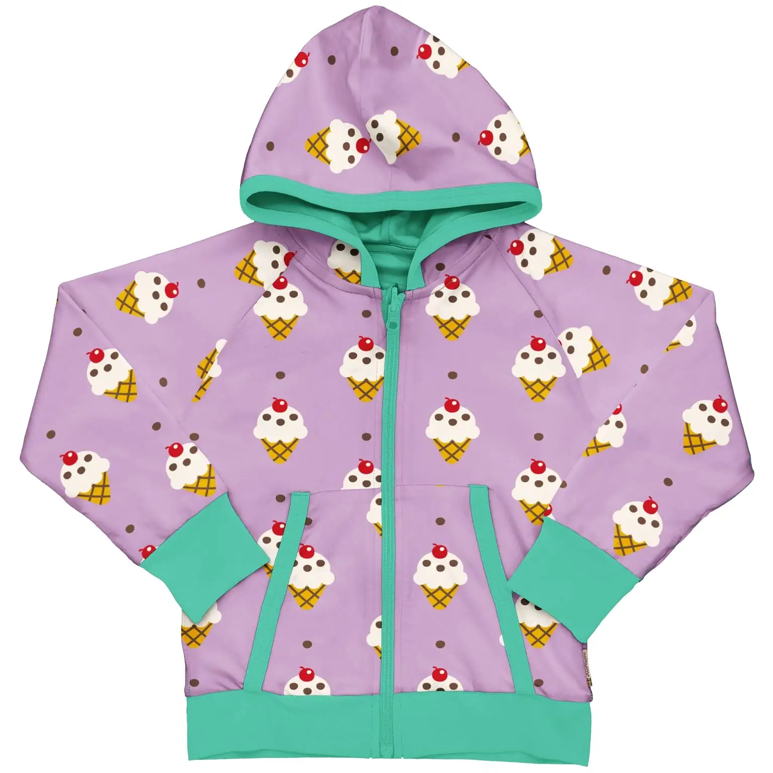 Maxomorra Ice Cream Organic Cotton Reversible Zip Hoodie