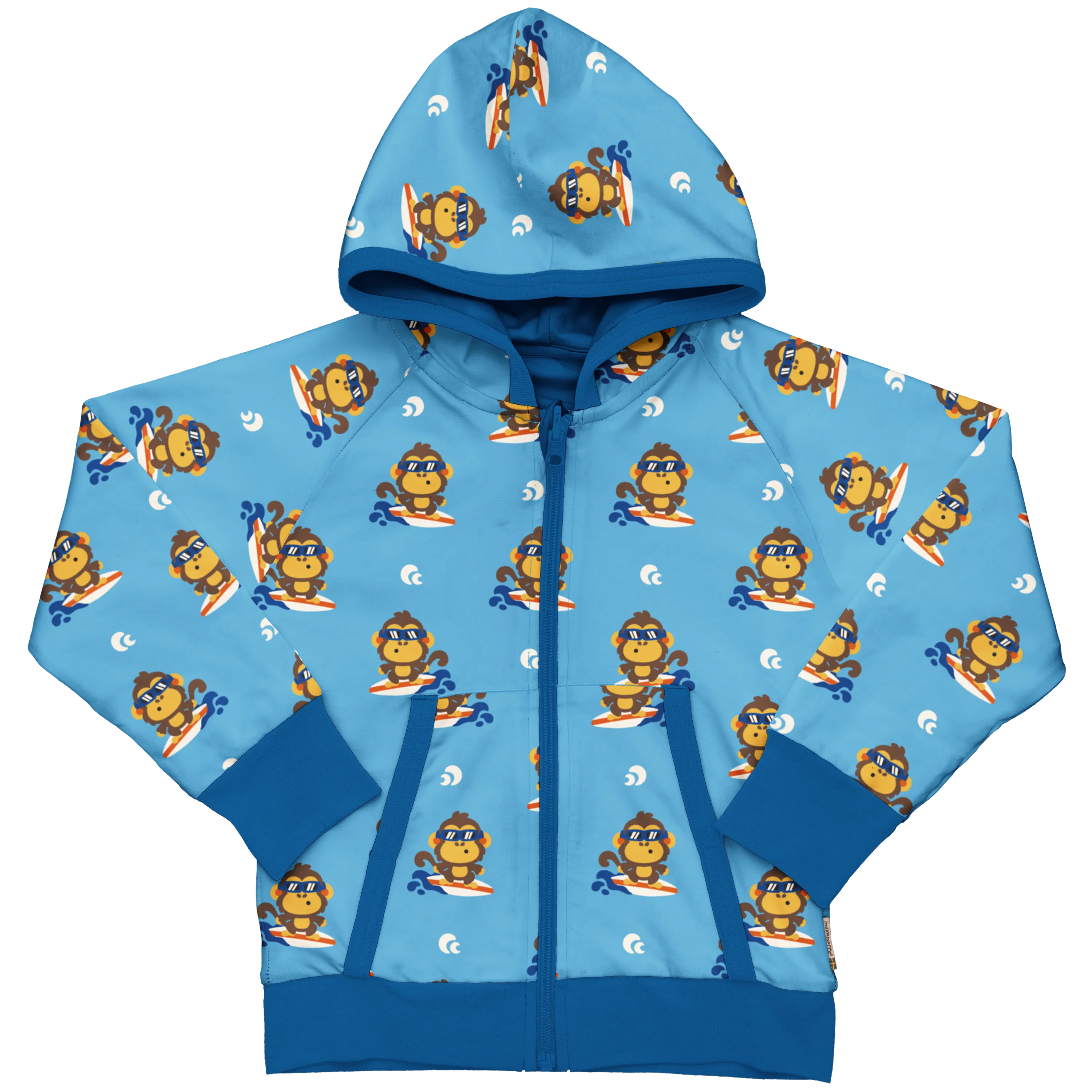 Maxomorra Monkey Organic Cotton Reversible Zip Hoodie