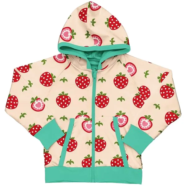 Maxomorra Strawberry Organic Cotton Reversible Zip Hoodie