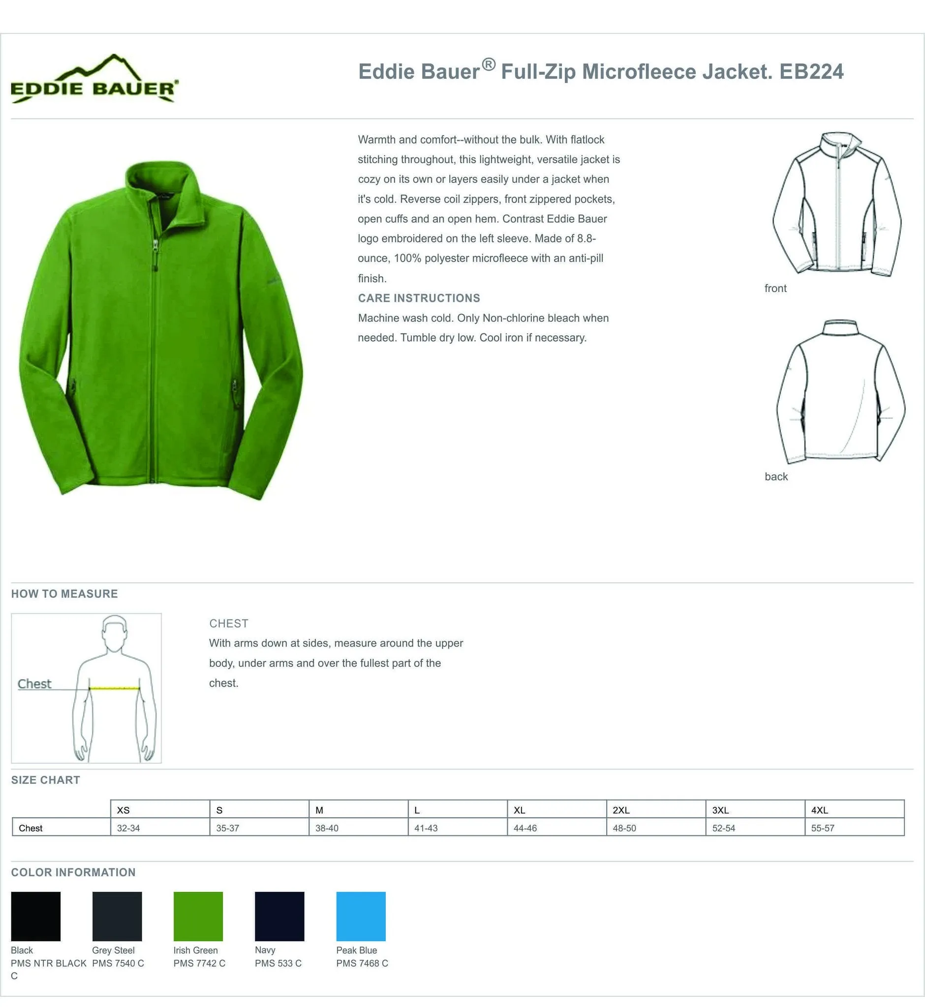 MEDSTAR EB224 Men's Eddie Bauer Full-Zip Microfleece Jacket