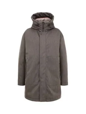 Men s Hooded Wool Twill Sub Zero Coat Dark Brown 271591