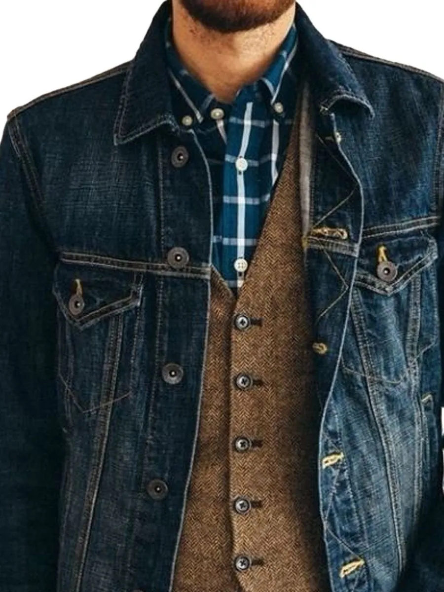 Men's Pocket Single Breasted Classic Denim Jacket