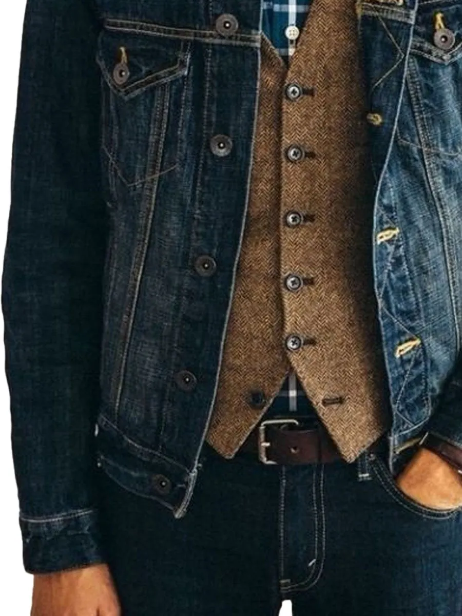 Men's Pocket Single Breasted Classic Denim Jacket