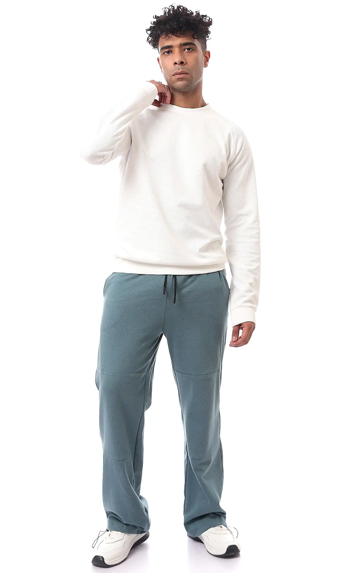 O174892 Slip On Jade Green Pants With Side Pockets