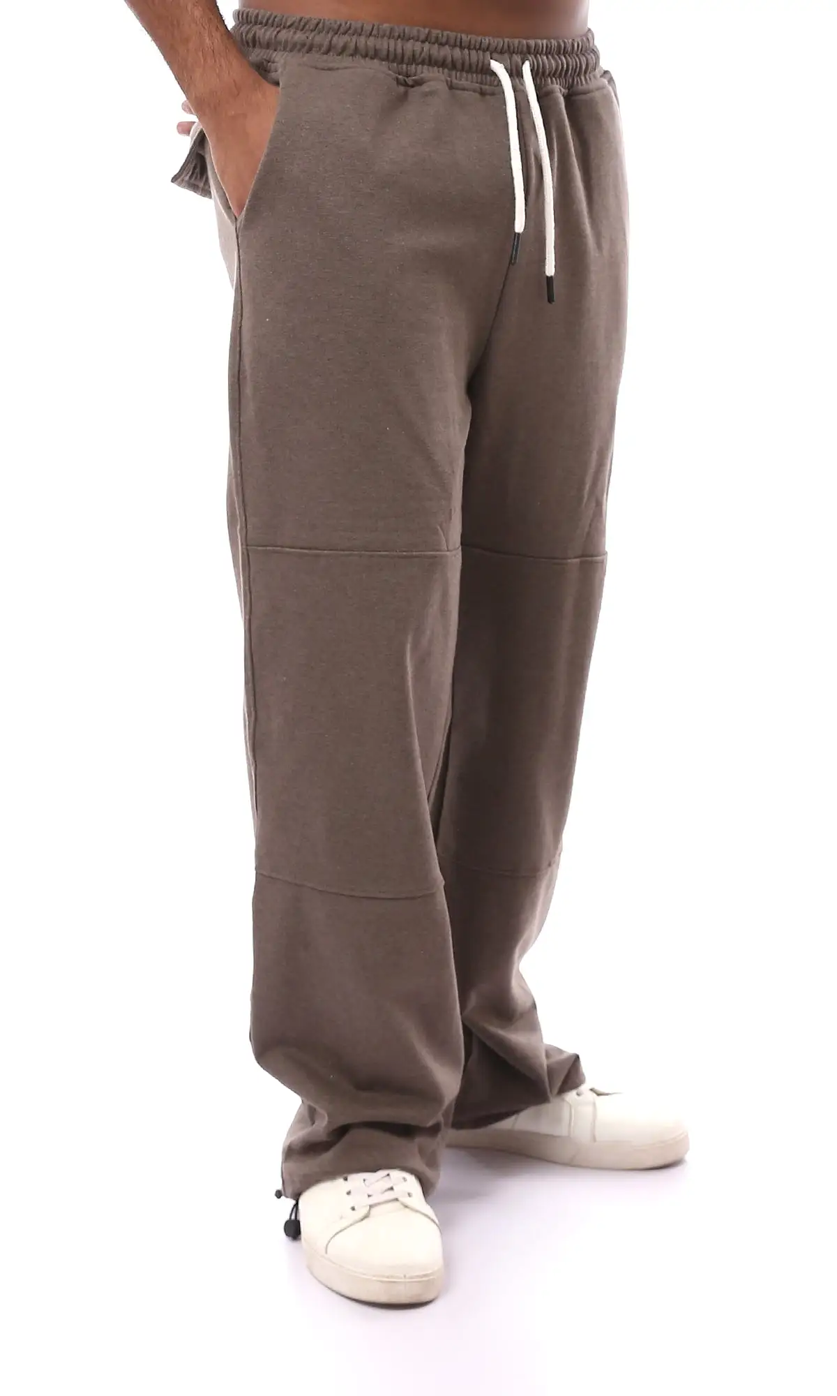 O174893 Cotton Heather Light Brown Pants With Side Pockets