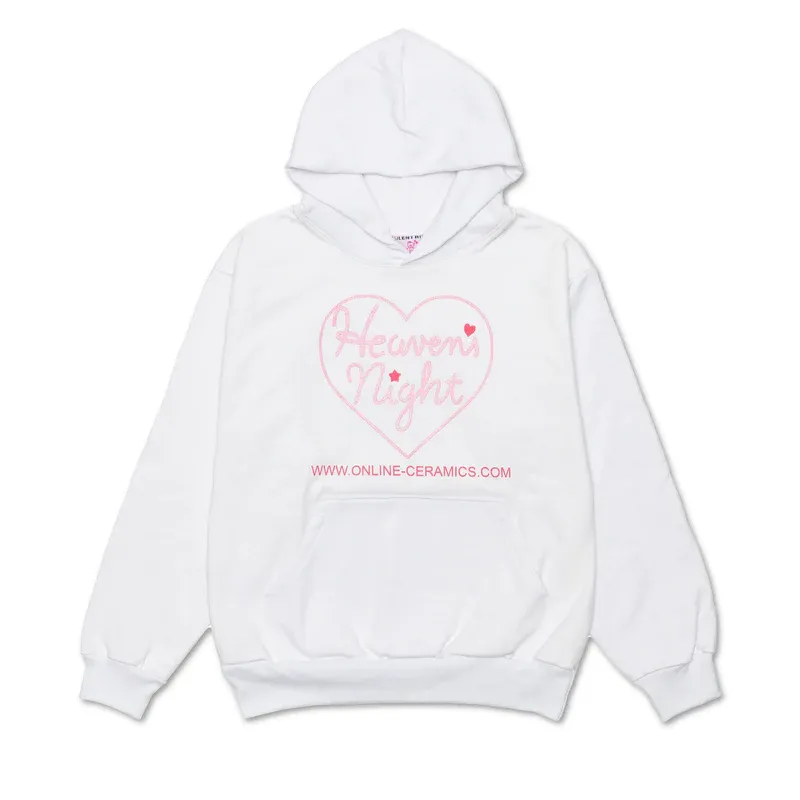 ONLINE CERAMICS  Heavens Night Glitter Logo Hoodie White 