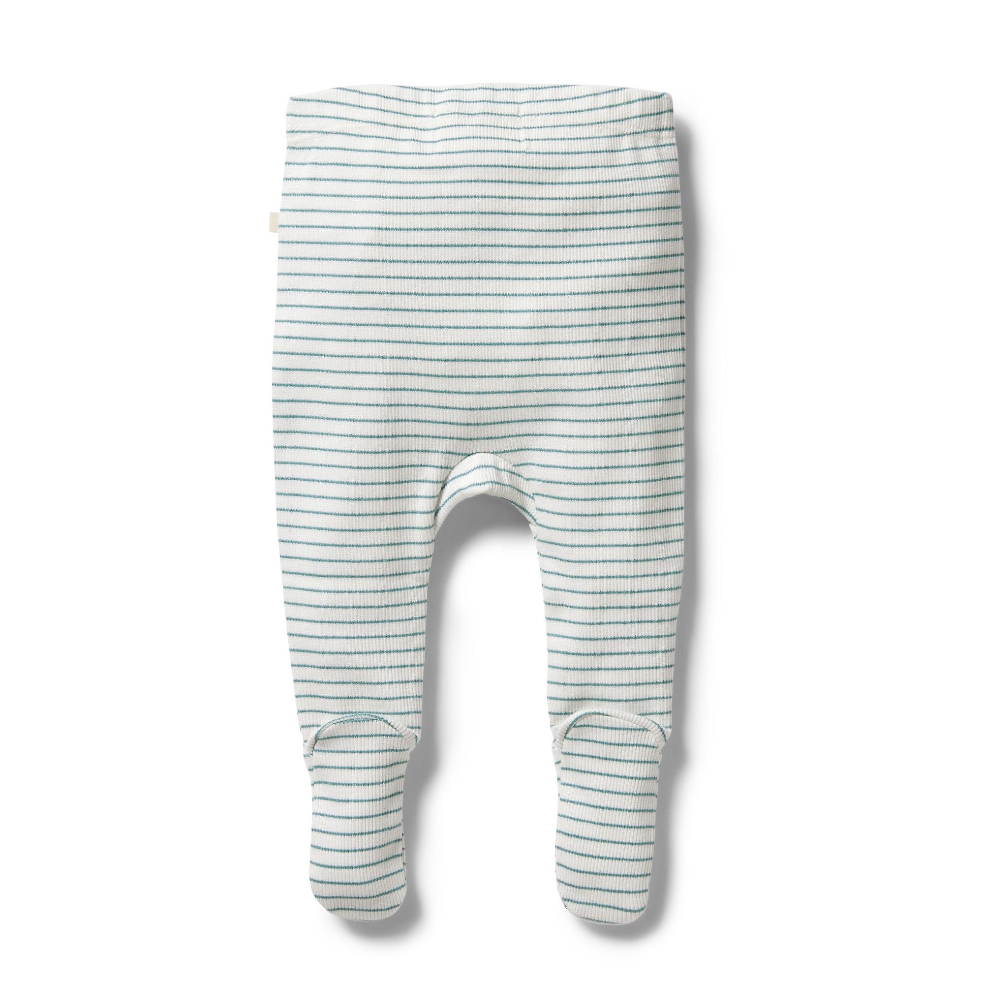 Organic Stripe Rib Footed Legging, Arctic