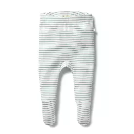 Organic Stripe Rib Footed Legging, Arctic