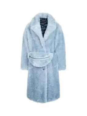 Overseas Station Season Big Chance 8 18 Women s Eagle Button Fake Fur Coat Blue 270212