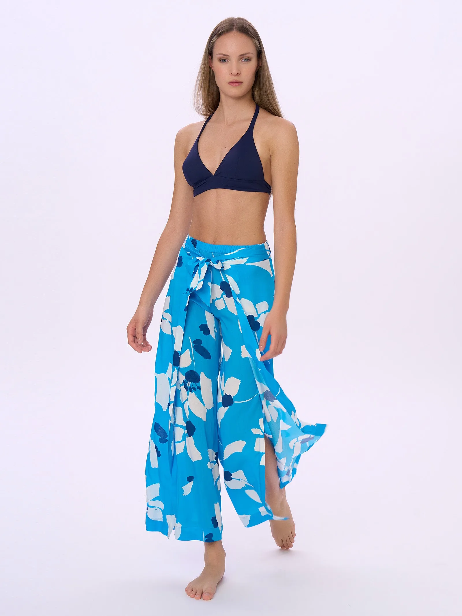 Pantalone Cropped con Fiocco in Viscosa Summer - Fant. Blue Danube